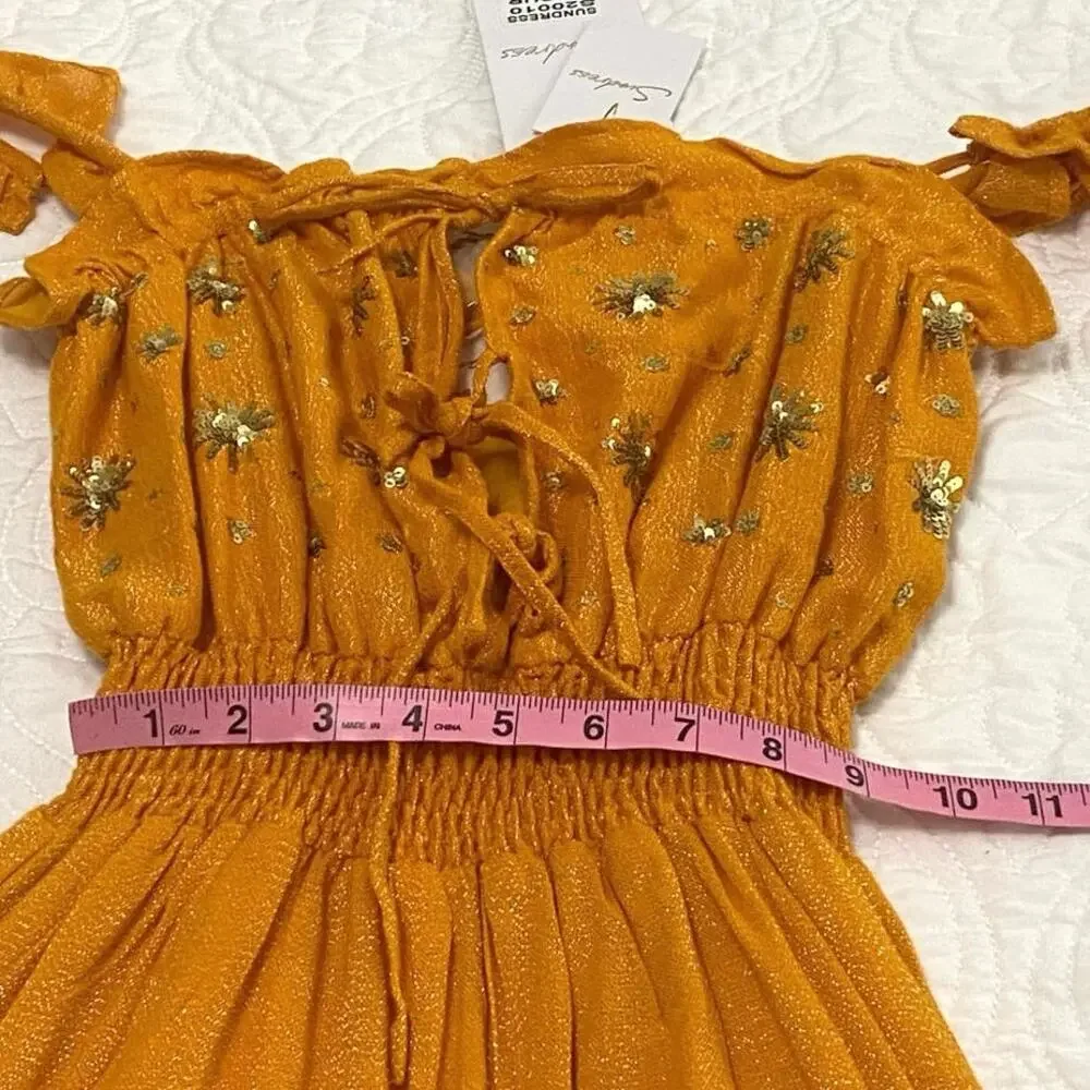 REVOLVE Orange Ruched Ruffled Midi Dress - Picture 6 of 11